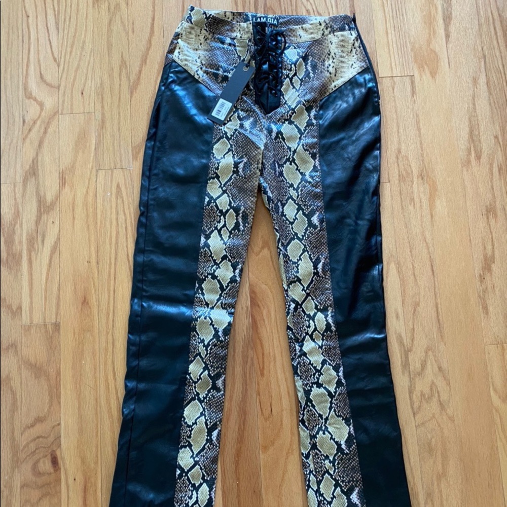 NWT I Am Gia Snake Print Leather Pants